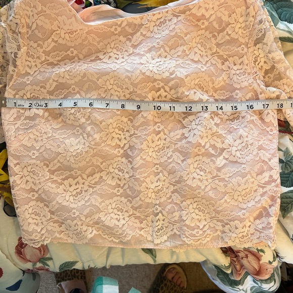 This is a vintage pink lace over satin two piece outfit from Sears and Robux - Picture 11 of 13
